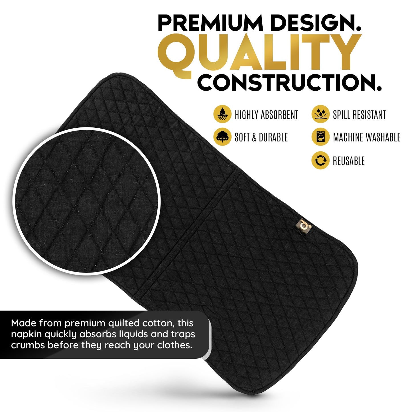 Dripit® Napkin with Storage  Bag - Midnight Black